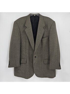 Vintage Winston Hill Barclay's 46R 100% Wool Tweed Blazer Sport Coat Brown Black